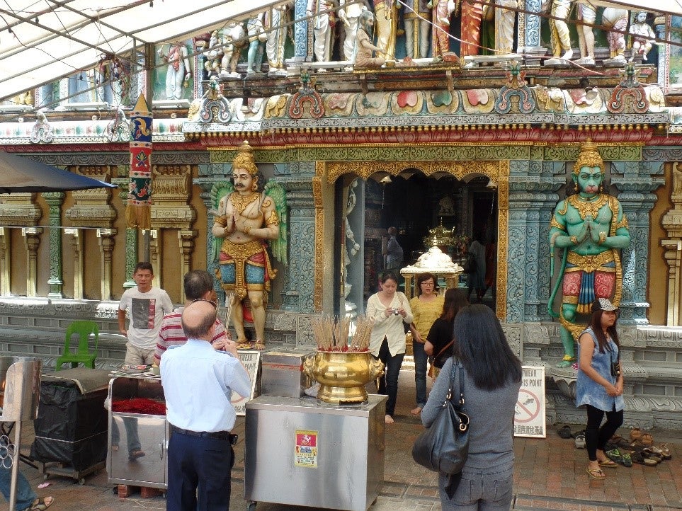 Picture: Sri Krishnan Temple main entrance where a Chinese joss stick urn is also found